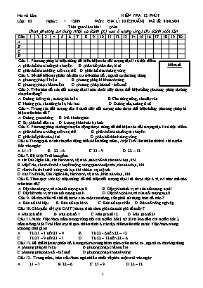 4 Đề kiểm tra 15 phút môn Địa lý Lớp 10 (Chuẩn) - Năm học 2019-2020